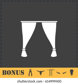 Curtain icon flat. Simple vector symbol and bonus icon