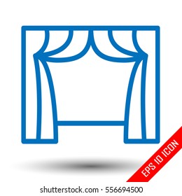 Curtain icon. Curtain logo. Drape icon. Curtain and window vector illustration.