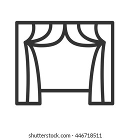 Curtain icon. Curtain logo isolated on a white background. Drape icon. Curtain and window vector illustration.