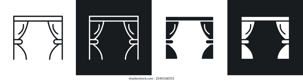 Conjunto de iconos de cortina. Símbolos de Vector en colores blanco y negro.