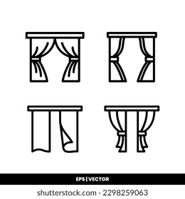 Plantilla de logotipo de ilustración de vector de icono de cortina para muchos fines. Aislado sobre fondo blanco.
