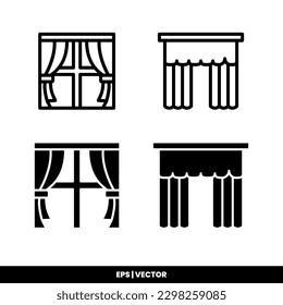 Plantilla de logotipo de ilustración de vector de icono de cortina para muchos fines. Aislado sobre fondo blanco.
