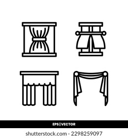 Plantilla de logotipo de ilustración de vector de icono de cortina para muchos fines. Aislado sobre fondo blanco.