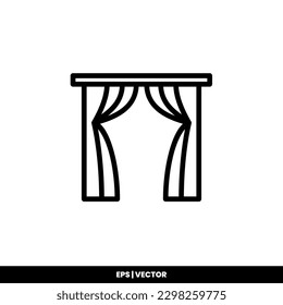 Plantilla de logotipo de ilustración de vector de icono de cortina para muchos fines. Aislado sobre fondo blanco.