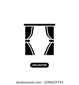 Plantilla de logotipo de ilustración de vector de icono de cortina para muchos fines. Aislado sobre fondo blanco.