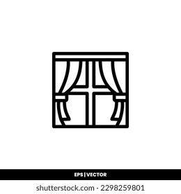 Curtain icon vector illustration logo template for many purpose. Isolated on white background.