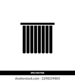 Plantilla de logotipo de ilustración de vector de icono de cortina para muchos fines. Aislado sobre fondo blanco.