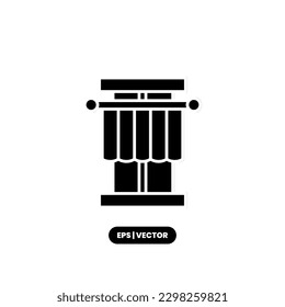 Plantilla de logotipo de ilustración de vector de icono de cortina para muchos fines. Aislado sobre fondo blanco.