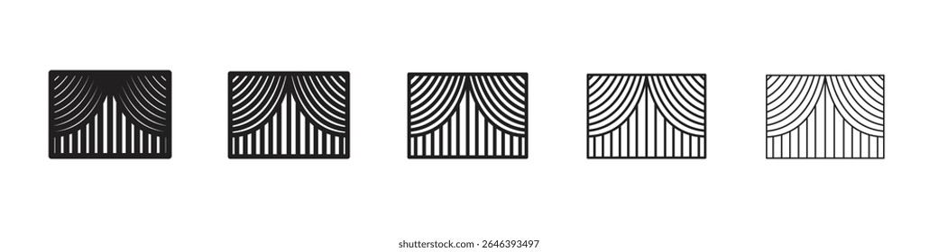 Icono de cortina Vector esquema conjunto ilustración signo