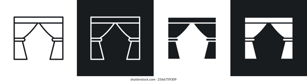 Curtain icons in Thin line black color. flat simple vector symbols illustration.