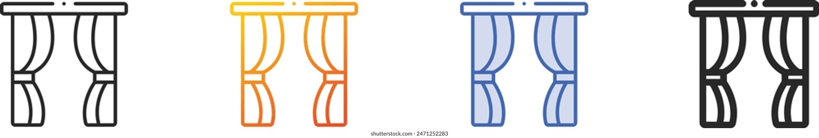 curtain icon.Thin Linear, Gradient, Blue Stroke and bold Style Design Isolated On White Background