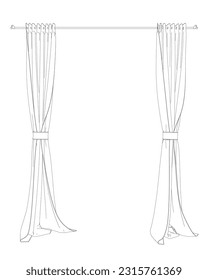 Curtain isolated contour. Curtains outline icon line element. Vector illustration of curtains icon line isolated on clean background for your design..