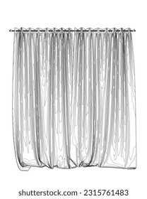 Curtain isolated contour. Curtains outline icon line element. Vector illustration of curtains icon line isolated on clean background for your design..