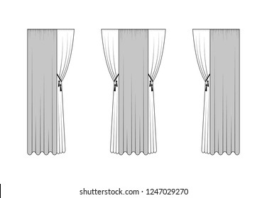 Curtain isolated on white background. Vector illustration.