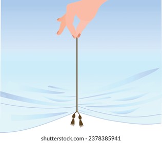 Curtain lifting hand icon vector art