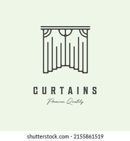 curtain line art icon logo minimalist vector illustration design