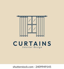 curtain line art icon logo minimalist vector illustration template design