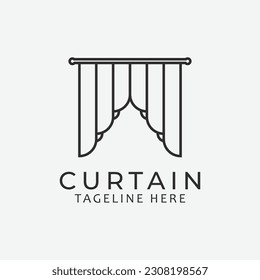 curtain line art logo icon design, simple curtain design
