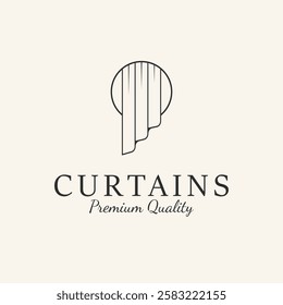 curtain line art logo vector design illustration