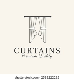 curtain line art logo vector design illustration