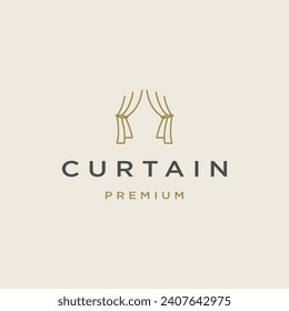 Curtain with line art style logo design template flat vector