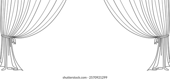 Curtain Line art vector Illustration