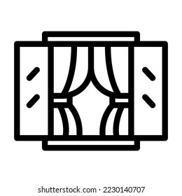 curtain line icon illustration vector graphic