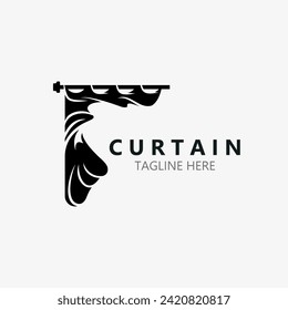 Curtain logo decoration style minimalist elegant vector design illustration 