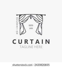 Curtain logo decoration style minimalist elegant vector design illustration 