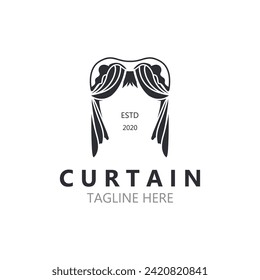 Curtain logo decoration style minimalist elegant vector design illustration 
