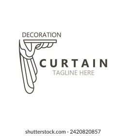 Curtain logo decoration style minimalist elegant vector design illustration 