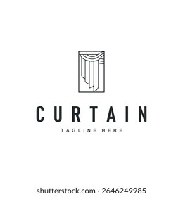 curtain logo design concept with a simple minimalist and elegant concept as a home decoration and product brand illustration template