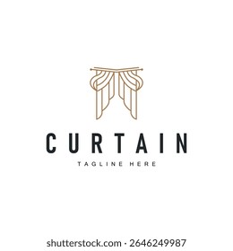 curtain logo design concept with a simple minimalist and elegant concept as a home decoration and product brand illustration template
