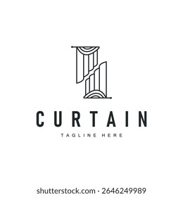 curtain logo design concept with a simple minimalist and elegant concept as a home decoration and product brand illustration template