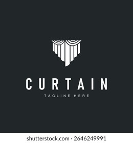 curtain logo design concept with a simple minimalist and elegant concept as a home decoration and product brand illustration template