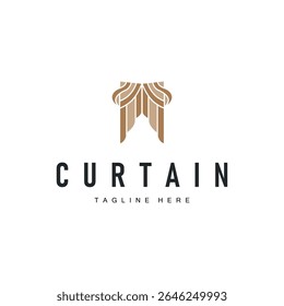 curtain logo design concept with a simple minimalist and elegant concept as a home decoration and product brand illustration template