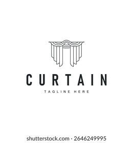 curtain logo design concept with a simple minimalist and elegant concept as a home decoration and product brand illustration template