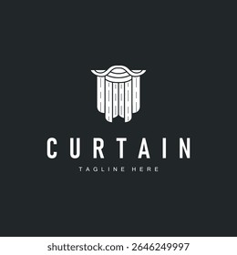 curtain logo design concept with a simple minimalist and elegant concept as a home decoration and product brand illustration template