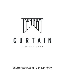 curtain logo design concept with a simple minimalist and elegant concept as a home decoration and product brand illustration template