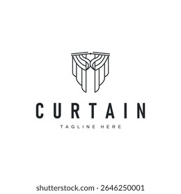 curtain logo design concept with a simple minimalist and elegant concept as a home decoration and product brand illustration template