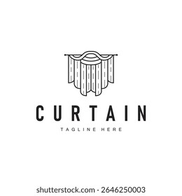 curtain logo design concept with a simple minimalist and elegant concept as a home decoration and product brand illustration template