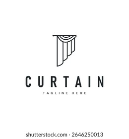 curtain logo design concept with a simple minimalist and elegant concept as a home decoration and product brand illustration template