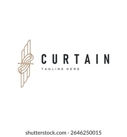 curtain logo design concept with a simple minimalist and elegant concept as a home decoration and product brand illustration template