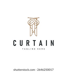 curtain logo design concept with a simple minimalist and elegant concept as a home decoration and product brand illustration template