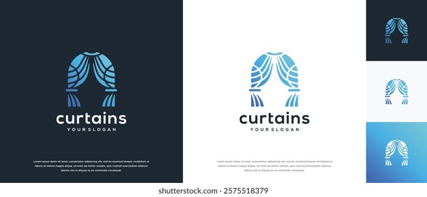 Curtain logo design. Luxury curtain logo design vector icon.