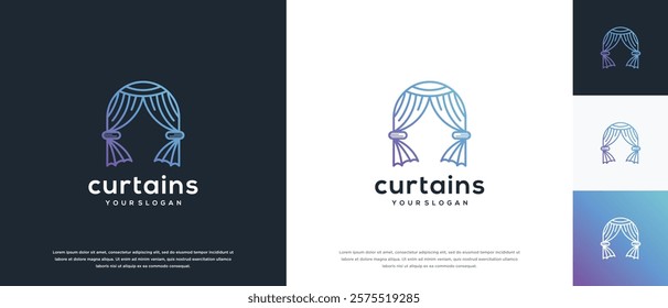 Curtain logo design. Luxury curtain logo design vector icon.