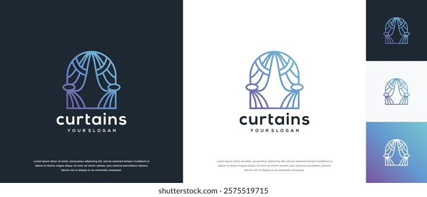 Curtain logo design. Luxury curtain logo design vector icon.