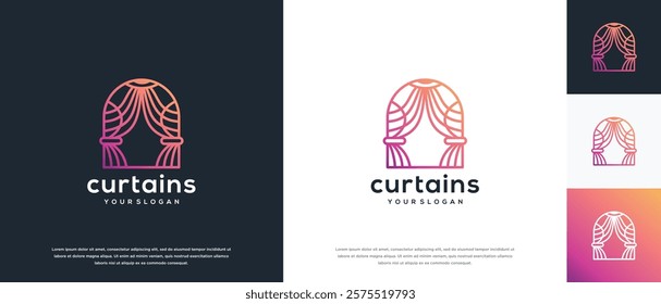 Curtain logo design. Luxury curtain logo design vector icon.