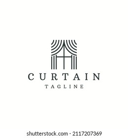 Curtain logo icon design template flat vector