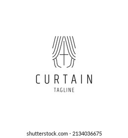 Curtain logo icon design template flat vector